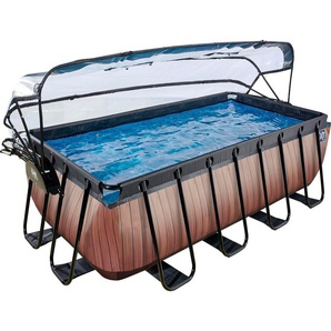 Framepool EXIT Wood Schwimmbecken Gr. B/H/L: Breite 200 cm x Höhe 122 cm x Länge 400 cm, 8870 l, braun Frame-Pools