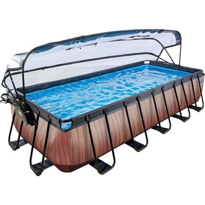 Framepool EXIT Wood Schwimmbecken Gr. B/H/L: Breite 250 cm x Höhe 100 cm x Länge 540 cm, 12600 l, braun Frame-Pools 5-tlg., BxLxH: 250x540x100 cm, mit Sandfilteranlage, Wärmepumpe
