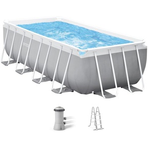 Framepool INTEX PrismFrame Schwimmbecken Gr. B/H/L: Breite 200 cm x Höhe 122 cm x Länge 400 cm, 8418 l, grau (grau, blau) Frame-Pools