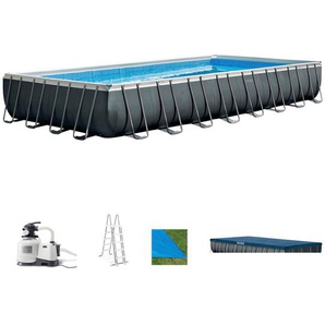 Framepool INTEX Ultra XTR Frame Schwimmbecken Gr. B/H/L: Breite 488 cm x Höhe 132 cm x Länge 975 cm, 54368 l, grau (grau, blau) Frame-Pools