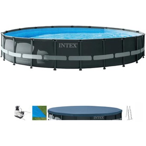 Framepool INTEX Ultra XTR Frame Schwimmbecken Gr. Ø/B/H/L: 610 cm x Breite Höhe 122 cm x Länge, 30079 l, grau (grau, blau) Frame-Pools