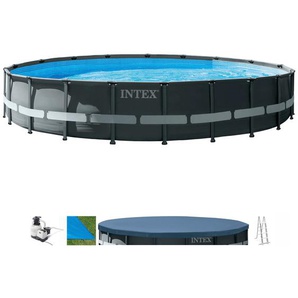 Framepool INTEX Ultra XTR Frame Schwimmbecken Gr. Ø/B/H/L: 610 cm x Breite Höhe 122 cm x Länge, 30079 l, grau (grau, blau) Frame-Pools ØxH: 610x122 cm