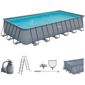 Framepool SUMMERWAVES Elite Schwimmbecken Gr. B/H/L: Breite 366 cm x Höhe 132 cm x Länge 732 cm, 31771 l, grau (anthrazit) Frame-Pools