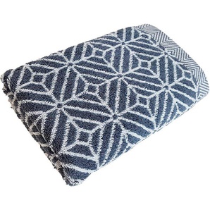 Duschtuch FRAMSOHN FROTTIER Design Rauten Handtücher Gr. B/L: 67 cm x 140 cm (1 St.), grau (anthrazit, weiß) Badetücher Handtücher mehrfarbig gewebtem Saum, hergestellt in Österreich
