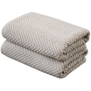 Handtuch FRAMSOHN FROTTIER Ocean Bio Handtücher Handtücher Gr. B/L: 50 cm x 100 cm (2 St.), bunt (beige, hellbraun, grau) Handtücher hergestellt in Österreich, mit Kordel, gedrehter Bauschzwirn