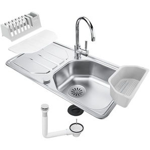 Franke All in One Set 101.0653.335 - Galley GLN Edelstahlsp�le + Lina Chrom Hochdruckarmatur