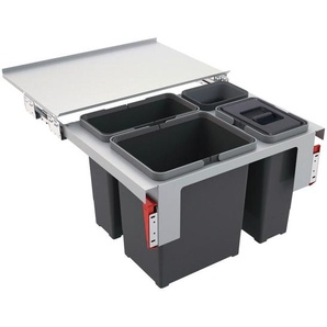 Franke Einbauabfallsammler, Grau, Edelstahl, Kunststoff, 1x 8/ 1x 12/ 1x 18 L, 56.2-56.8x36x39.9 cm, Küchen, Küchenausstattung, Mülleimer