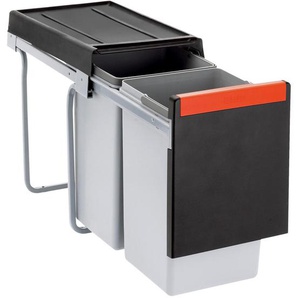 Franke Einbauabfallsammler, Grau, Schwarz, Edelstahl, Kunststoff, 2x 15 L, 25.3x43.3x46.7 cm, Küchen, Küchenausstattung, Mülleimer