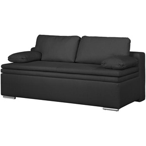 Boxspring-Schlafsofa Goodlow Schwarz/Grau/Anthrazit Webstoff Polia 205 x 76 x 100cm mit Schlaffunktion Modern