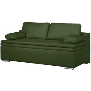 Boxspring-Schlafsofa Goodlow Grün/Antikgrün Webstoff Polia 205 x 76 x 100cm mit Schlaffunktion Modern