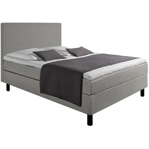 Fredriks Boxspringbett Joiselle 140x200 cm Webstoff Grau mit Matratze/Kaltschaumtopper