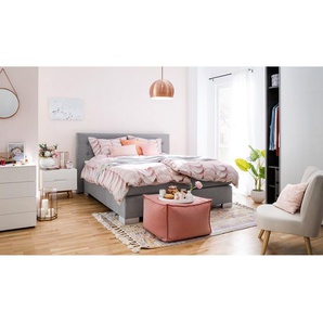 Boxspringbett Loimaa 160 x 200cm Webstoff Grau/Platin