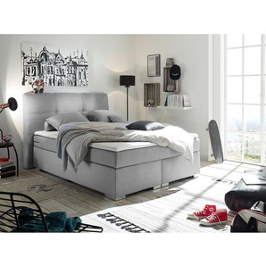 Fredriks Boxspringbett Marangaroo 140x200 cm Synthetikfaser Silber mit Matratze/Topper