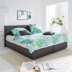 Fredriks Boxspringbett Ramona VII 180x200 cm Strukturstoff Anthrazit mit Matratze/Kaltschaumtopper Modern