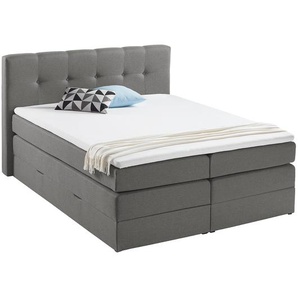 Boxspringbett Royal Night 160 x 200cm Strukturstoff Grau/Rauchgrau 2 Bettkästen