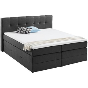 Boxspringbett Royal Night 180 x 200cm Strukturstoff Grau/Schiefergrau 2 Bettkästen