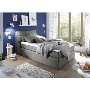 Fredriks Boxspringbett Venslev 120x200 cm Microfaser Grau mit Bettkasten/Matratze/Topper Modern