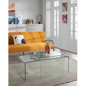 Fredriks Couchtisch Drap Glas Transparent Rechteckig Modern 110x38x50 cm (BxHxT)