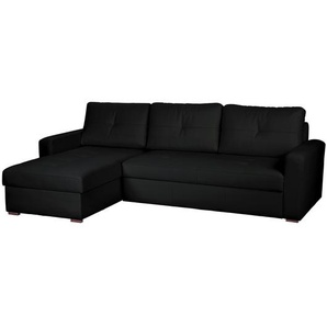 Fredriks Ecksofa Cavolo 2-Sitzer Schwarz Kunstleder 262x90x163 cm (BxHxT) mit Schlaffunktion/Bettkasten Modern