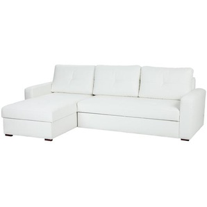 Fredriks Ecksofa Cavolo 2-Sitzer Weiß Kunstleder 262x90x163 cm (BxHxT) mit Schlaffunktion/Bettkasten Modern