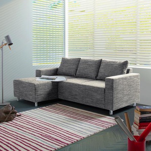 Ecksofa Grau/Grau Strukturstoff Lawan 200 x 72 x 144cm Longchair davorstehend links Modern