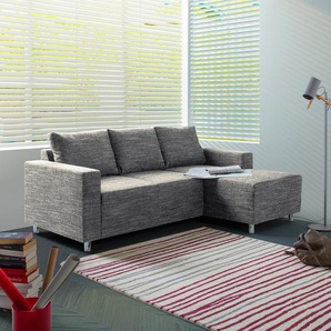 Ecksofa Grau/Grau Strukturstoff Lawan 200 x 72 x 144cm Longchair davorstehend rechts Modern