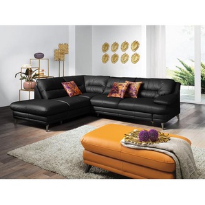 Ecksofa II Schwarz/Schwarz Bezug: Echtleder Füße: Metall, lackiert 263 x 87 x 224cm Ottomane davorstehend links Modern