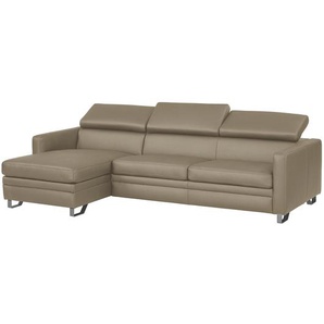 Ecksofa II Echtleder Beige/Taupe Echtleder 250 x 70 x 156cm Longchair davorstehend links Modern