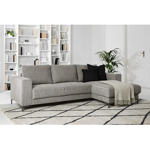 Ecksofa Grau/Lichtgrau Webstoff Madu 236 x 83 x 147cm Longchair davorstehend rechts ohne Schlaffunktion Modern
