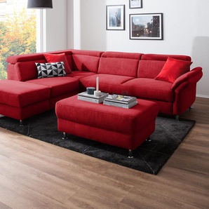 Fredriks Polsterhocker Calang Rot Webstoff 102x45x68 cm (BxHxT) Modern