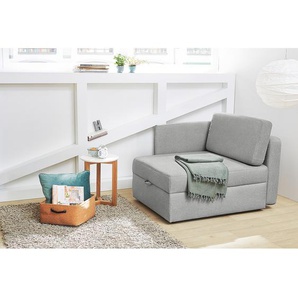 Fredriks Recamiere Nordby Hellgrau Webstoff 90x72x113 cm mit Schlaffunktion und Bettkasten