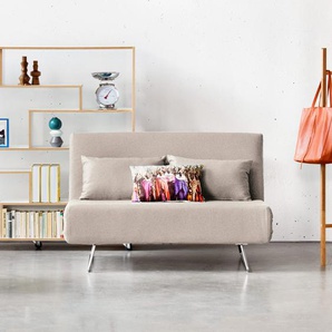 Schlafsofa Frizzo Webstoff Braun/Warmes Beige Stoff Zahira 136 x 82 x 87cm Modern
