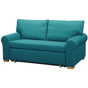 Schlafsofa Country Deluxe Blau/Türkis Webstoff Luba 165cm mit Schlaffunktion Modern