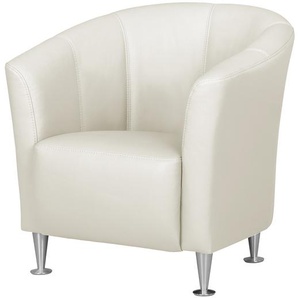 Sessel Minga Echtleder Weiß/Creme Bezug: Echtleder Füße: Metall 73 x 72 x 72cm