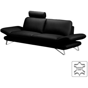 Fredriks Sofa Enzo 2,5-Sitzer Schwarz Echtleder 215x83x95 cm (BxHxT) Modern