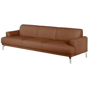 Sofa I 3-Sitzer Echtleder Braun/Mittelbraun Echtleder 245 x 76 x 84cm Modern