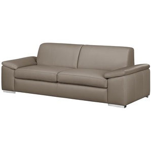3-Sitzer Sofa - Bodennah Beige/Sandgrau Echtleder Roda 232 x 82 x 90cm Modern