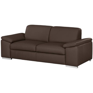 2-Sitzer Sofa - Bodennah Braun/Dunkelbraun Echtleder Maer 204 x 82 x 90cm Modern