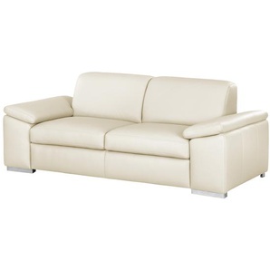 2-Sitzer Sofa - Bodennah Weiß/Weiß Echtleder Maer 204 x 82 x 90cm Modern
