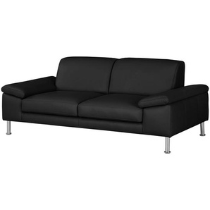 2-Sitzer Sofa - Bodenfrei Schwarz/Schwarz Echtleder Maer 204 x 82 x 90cm Modern