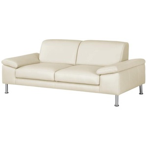 2-Sitzer Sofa - Bodenfrei Weiß/Weiß Echtleder Maer 204 x 82 x 90cm Modern