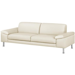 3-Sitzer Sofa - Bodenfrei Weiß/Cremeweiß Echtleder Maer 232 x 82 x 90cm Modern