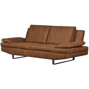 Sofa 3-Sitzer Antiklederlook Braun/Cognac Webstoff 210 x 80 x 92cm Modern