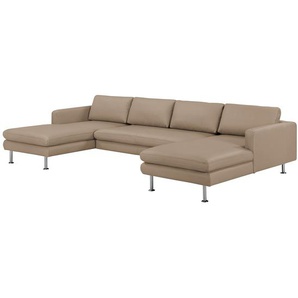 Wohnlandschaft II Echtleder Braun/Cappuccino Bezug: Echtleder Füße: Metall 311 x 77 x 165cm Modern