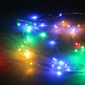 FREE & EASY, Self Import Agencies LED-Lichterkette Vorhang, Silberdraht, 64 LEDs, bunt, 230V~, Innen/Außen