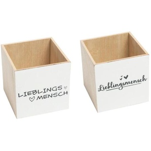 Freese Holz-Box, lasiert Lieblingsmensch weiß/schwarz 12 x 12 x12 cm GLO660406350