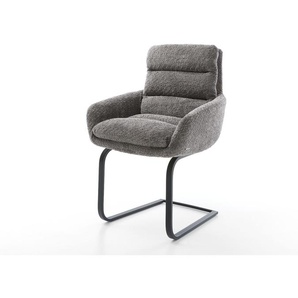 Freischwinger Abelia-Flex mit Armlehnen Bouclé Grau Freischwinger flach Schwarz, Esszimmerstühle