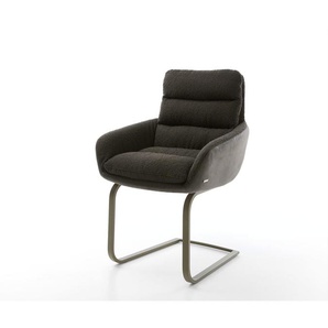 Freischwinger Abelia-Flex mit Armlehnen Materialmix Schwarz Freischwinger flach Effektfinish Titan, Esszimmerstühle