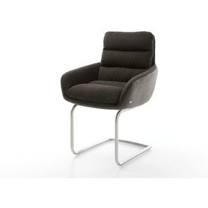 Freischwinger Abelia-Flex mit Armlehnen Materialmix Schwarz Freischwinger rund Edelstahl, Esszimmerstühle