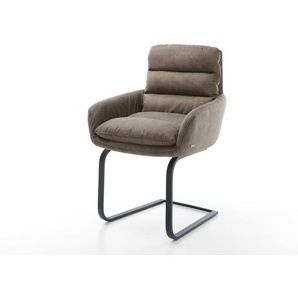 Freischwinger Abelia-Flex mit Armlehnen Mikrofaser Taupe Vintage Freischwinger flach Schwarz, Esszimmerstühle